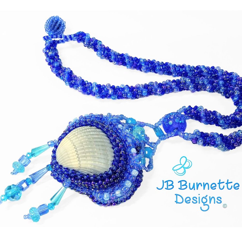 Beaded-Embroidery Shell Necklace, Handmade Seaside Mermaid Fashion, Beach Style